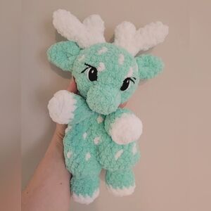 Crochet Snuggler. Mint Green Deer
